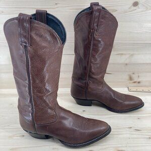 Tony Lama VTG Cowboy Boots Womens Size 7 Brown Leather Western Rodeo Pointed Toe